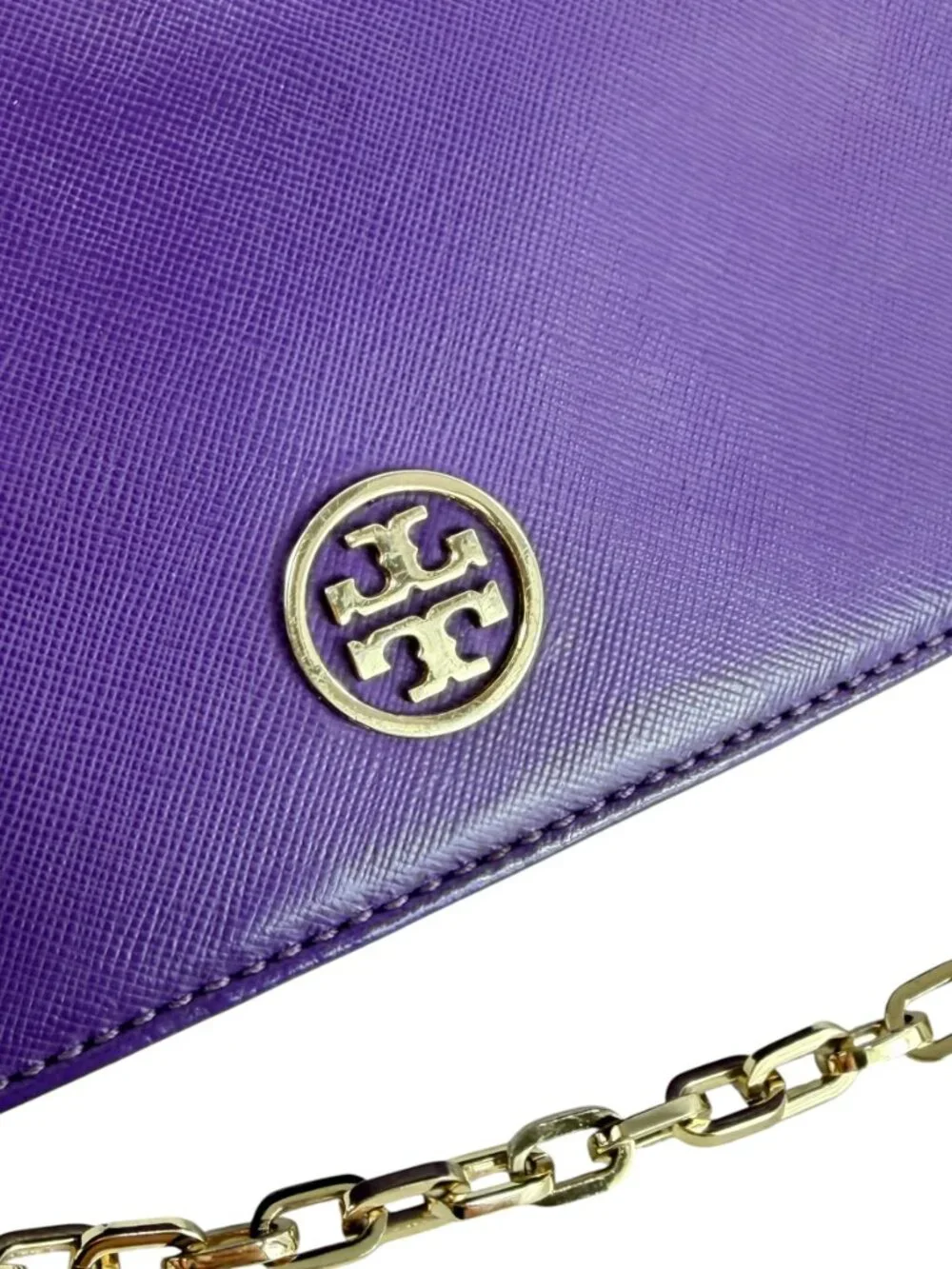 TORY BURCH Robinson Purple Saffiano Leather Crossbody Shoulder Bag